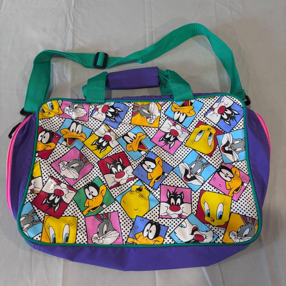 Vintage Looney Tunes Duffle Bag 1993 Cartoon Characters Travel Gym